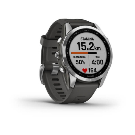 Garmin FENIX 7S серебристый с графитовым силиконовым ремешком