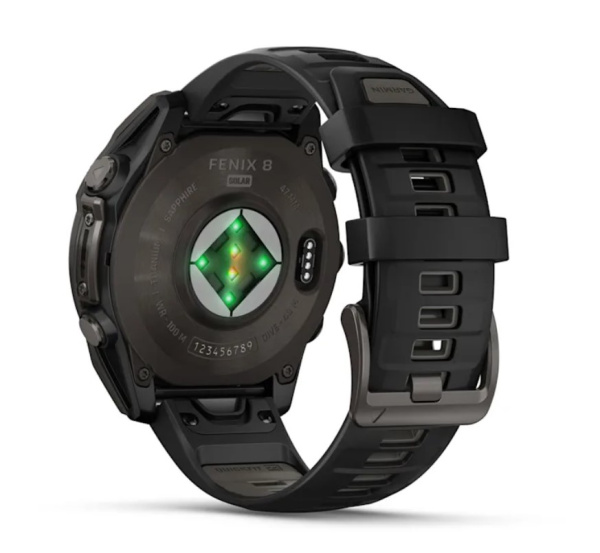 Garmin Fenix 8, 47 мм, Solar, Sapphire Carbon Gray DLC Titanium with Black/Pebble Gray силиконовый ремешок Garmin Fenix 8, 47 мм, Solar, Sapphire Carbon Gray DLC Titanium with Black/Pebble Gray силиконовый ремешок