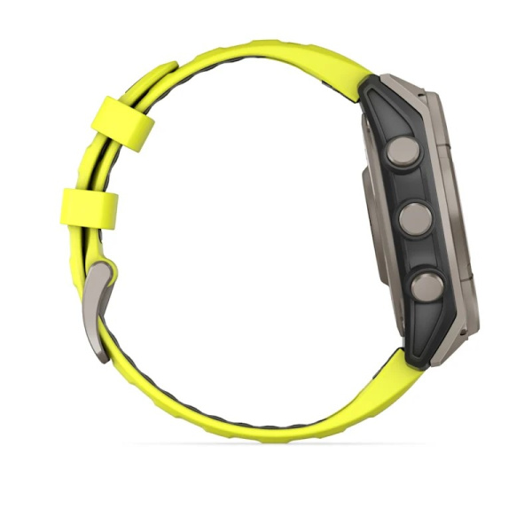 Garmin Fenix 8, 47 мм, Solar, Sapphire Titanium with AMP yellow/graphite, силиконовый ремешок Garmin Fenix 8, 47 мм, Solar, Sapphire Titanium with AMP yellow/graphite, силиконовый ремешок