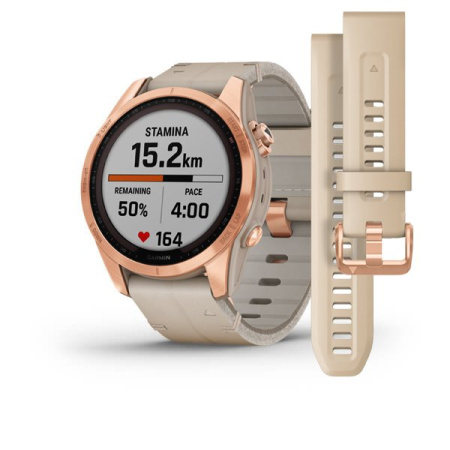 Garmin FENIX 7S Sapphire Solar титановый цвета розовое золото с песчаным кожаным ремешком Garmin FENIX 7S Sapphire Solar титановый цвета розовое золото с песчаным кожаным ремешком