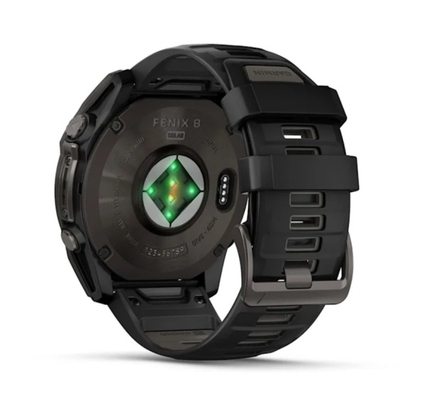 Garmin Fenix 8, 51 мм, Solar, Sapphire Carbon Gray DLC Titanium with Black/Pebble Gray Silicone Garmin Fenix 8, 51 мм, Solar, Sapphire Carbon Gray DLC Titanium with Black/Pebble Gray Silicone