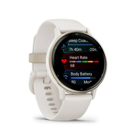 Garmin VIVOACTIVE 5 цвета слоновой кости с золотистым безелем и силиконовым ремешком Garmin VIVOACTIVE 5 цвета слоновой кости с золотистым безелем и силиконовым ремешком