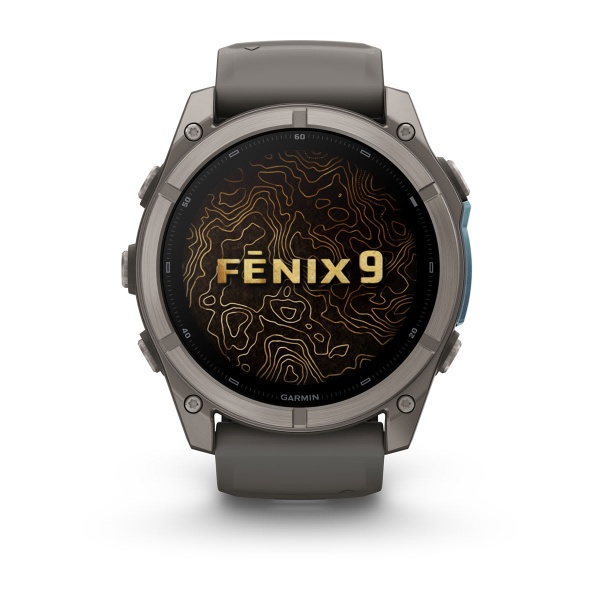 Часы Garmin Fenix 9 - 51 мм, титановый, пепельно-серый силиконовый ремешок