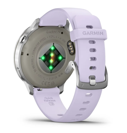 Garmin VENU 4 41 mm, Silver with Periwinkle Silicone Band