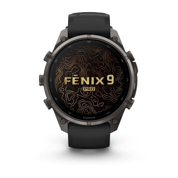 Часы Garmin Fenix 9 Pro - 47 мм, титановый, угольно-серый DLC, черно-серый силиконовый ремешок