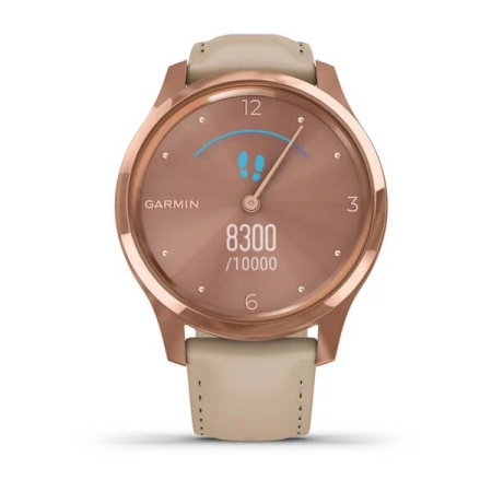 Garmin VIVOMOVE LUXE розовое золото PVD 18K со светло-песочным ремешком из итальянской кожи Garmin VIVOMOVE LUXE розовое золото PVD 18K со светло-песочным ремешком из итальянской кожи