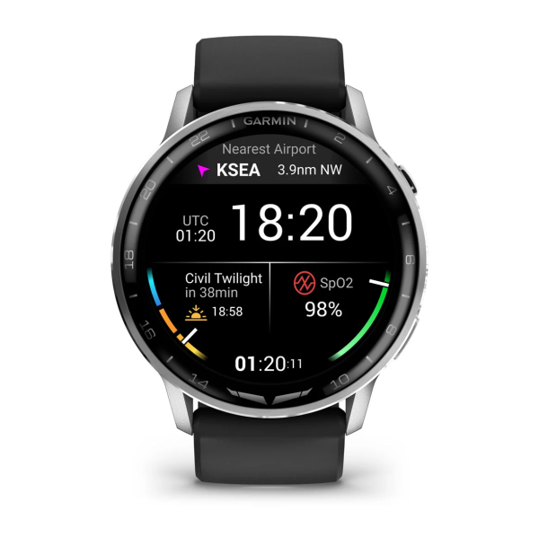 Garmin D2 Air X15 Silver with Black Silicone Band