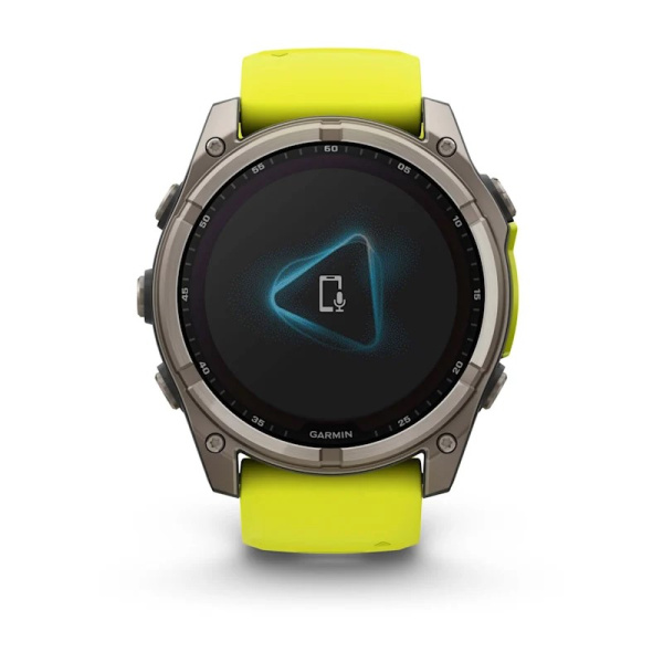 Garmin Fenix 8, 51 мм, Solar, Sapphire Titanium with AMP yellow/graphite силиконовый ремешок Garmin Fenix 8, 51 мм, Solar, Sapphire Titanium with AMP yellow/graphite силиконовый ремешок