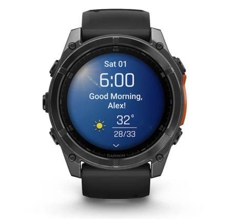 Garmin Fenix 8, 51 мм, AMOLED, Slate Gray with black силиконовый ремешок