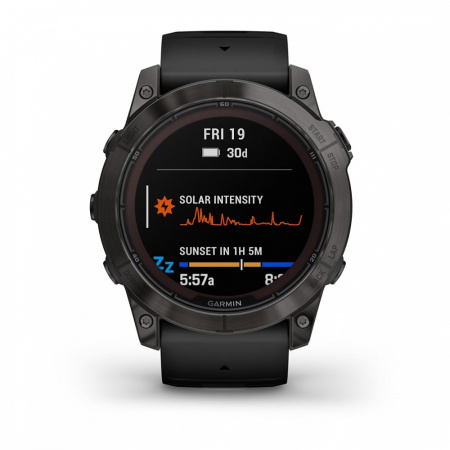 Garmin  FENIX 7X Pro Sapphire Solar Edition Титановый угольно-серый корпус с DLC-покрытием и черным ремешком