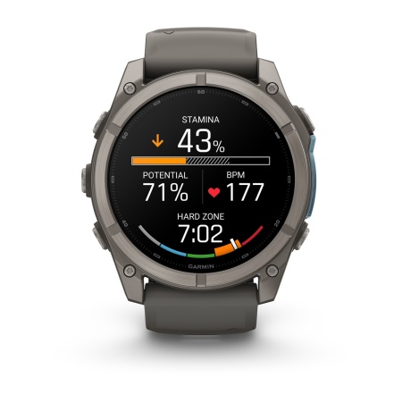 Часы Garmin Fenix 9 - 51 мм, титановый, пепельно-серый силиконовый ремешок