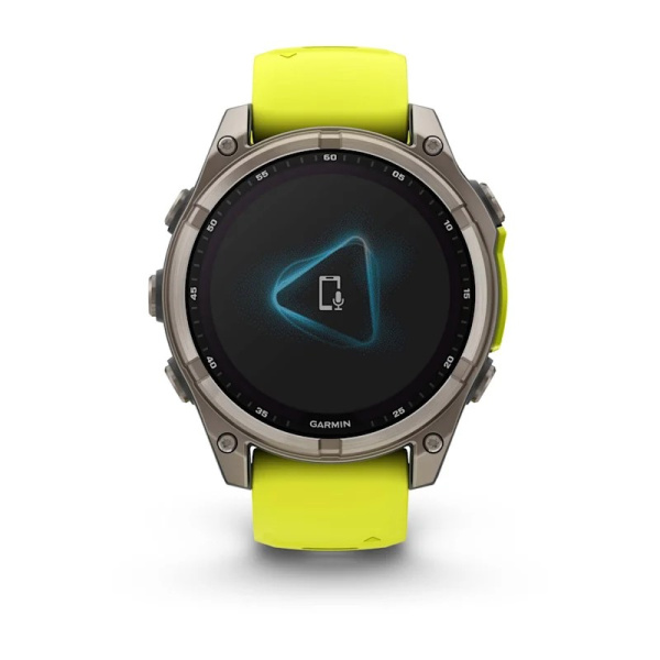 Garmin Fenix 8, 47 мм, Solar, Sapphire Titanium with AMP yellow/graphite, силиконовый ремешок Garmin Fenix 8, 47 мм, Solar, Sapphire Titanium with AMP yellow/graphite, силиконовый ремешок