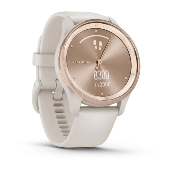 Garmin VIVOMOVE TREND с безелем персикового цвета с корпусом цвета слоновой кости и силиконовым ремешком Garmin VIVOMOVE TREND с безелем персикового цвета с корпусом цвета слоновой кости и силиконовым ремешком