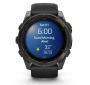 Garmin Fenix 8, 51 мм, AMOLED, Sapphire Carbon Gray DLC Titanium with Black/Pebble Gray силиконовый ремешок