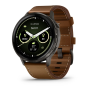 Garmin VENU 4 45 mm, Slate with Black Silicone Band and Brown Leather Band