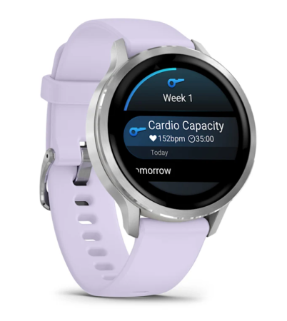 Garmin VENU 4 41 mm, Silver with Periwinkle Silicone Band