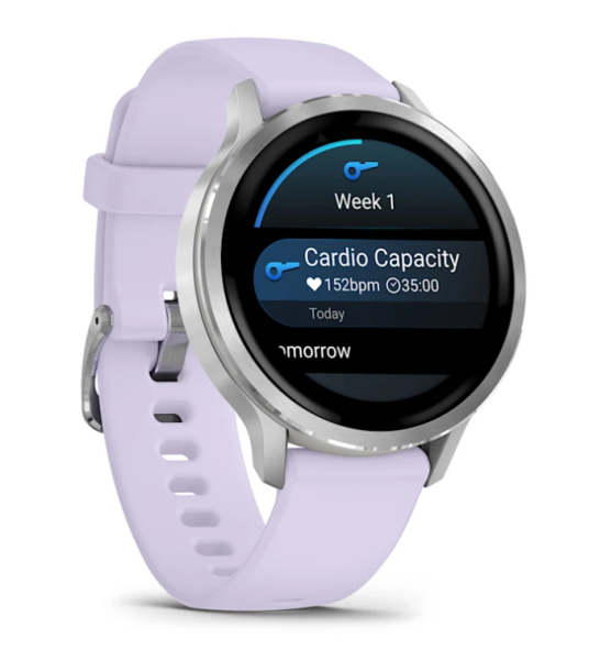 Garmin VENU 4 41 mm, Silver with Periwinkle Silicone Band Garmin VENU 4 41 mm, Silver with Periwinkle Silicone Band