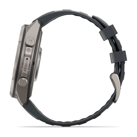 Часы Garmin Fenix 9 Pro - 47 мм, титановый, черный силиконовый ремешок