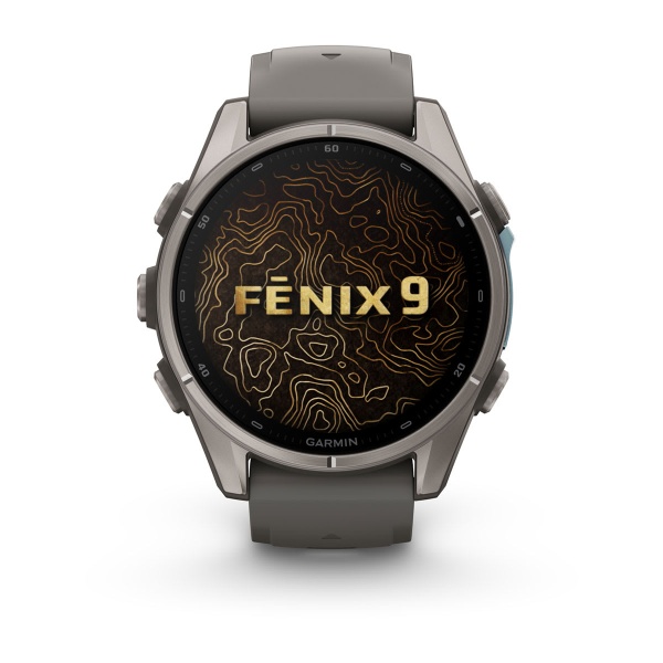 Часы Garmin Fenix 9 - 43 мм, титановый, пепельно-серый силиконовый ремешок