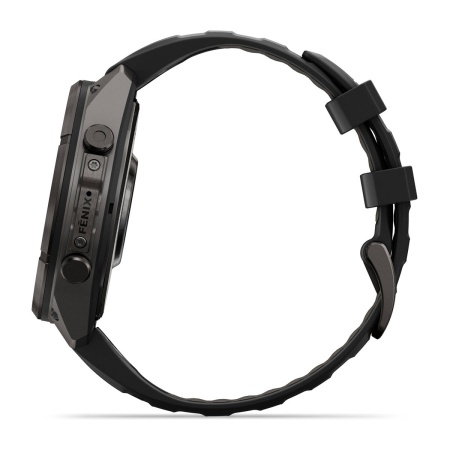 Часы Garmin Fenix 9 Pro - 47 мм, титановый, угольно-серый DLC, черно-серый силиконовый ремешок