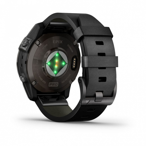 Garmin EPIX PRO (Gen 2) Sapphire Edition 47 мм, титановый, угольно-серый DLC, черный кожаный ремешок Garmin EPIX PRO (Gen 2) Sapphire Edition 47 мм, титановый, угольно-серый DLC, черный кожаный ремешок