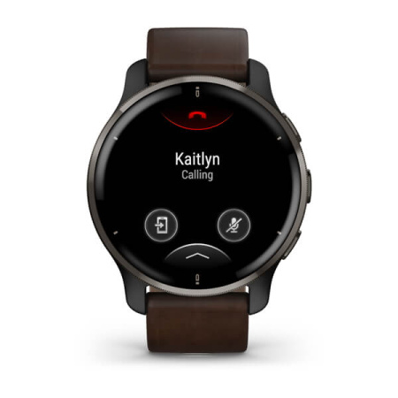 Garmin VENU 2 PLUS серый с серым безелем и кожаным ремешком