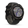Garmin Fenix 8, 47 мм, Solar, Sapphire Carbon Gray DLC Titanium with Black/Pebble Gray силиконовый ремешок