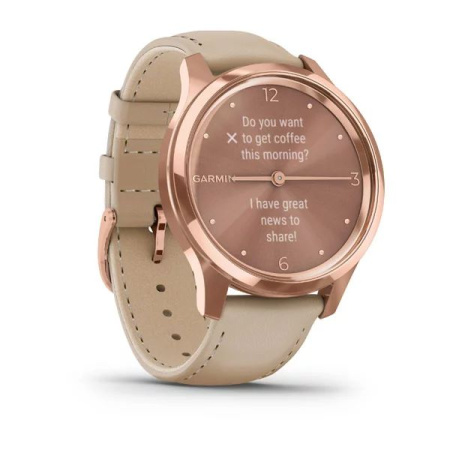 Garmin VIVOMOVE LUXE розовое золото PVD 18K со светло-песочным ремешком из итальянской кожи Garmin VIVOMOVE LUXE розовое золото PVD 18K со светло-песочным ремешком из итальянской кожи