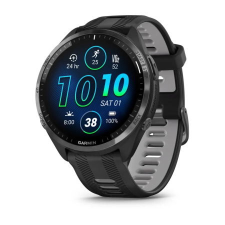 Garmin  FORERUNNER 965 черные, темно-серый DLC титановый безель, с черным ремешком