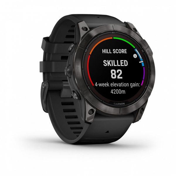 Garmin  FENIX 7X Pro Sapphire Solar Edition Титановый угольно-серый корпус с DLC-покрытием и черным ремешком Garmin  FENIX 7X Pro Sapphire Solar Edition Титановый угольно-серый корпус с DLC-покрытием и черным ремешком