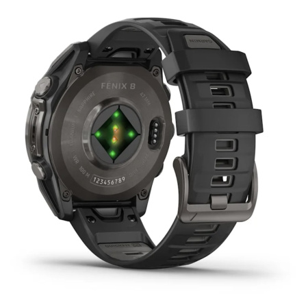 Garmin Fenix 8, 47 мм, AMOLED, Sapphire Carbon Gray DLC Titanium with Black/Pebble Gray силиконовый браслет