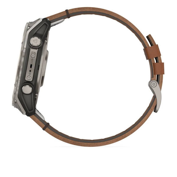 Garmin Fenix 8, 51 мм, AMOLED, Sapphire bare Titanium, black кожаный ремешок Garmin Fenix 8, 51 мм, AMOLED, Sapphire bare Titanium, black кожаный ремешок
