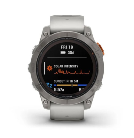 Garmin FENIX 7 Pro Sapphire Solar титан с браслетом туманно-серого цвета