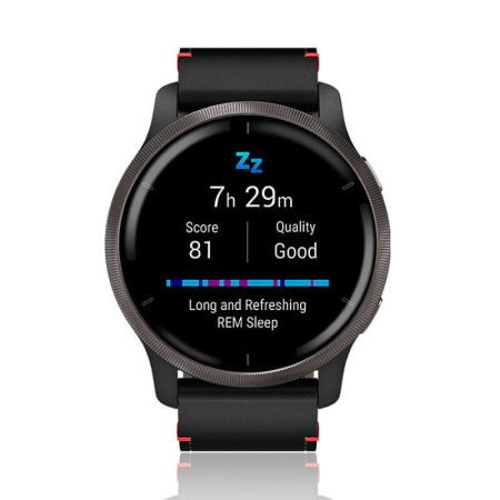 Garmin VENU 2 черные с серым безелем и кожаным ремешком