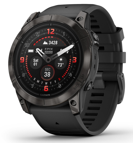 Garmin EPIX Pro (Gen 2) Sapphire Edition 51 мм,, титановый угольно-серый, DLC, черный силиконовый ремешок Garmin EPIX Pro (Gen 2) Sapphire Edition 51 мм,, титановый угольно-серый, DLC, черный силиконовый ремешок
