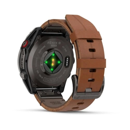 Garmin FENIX 8 Pro – 47 mm, AMOLED Sapphire, Carbon grey DLC titanium with Chestnut leather band