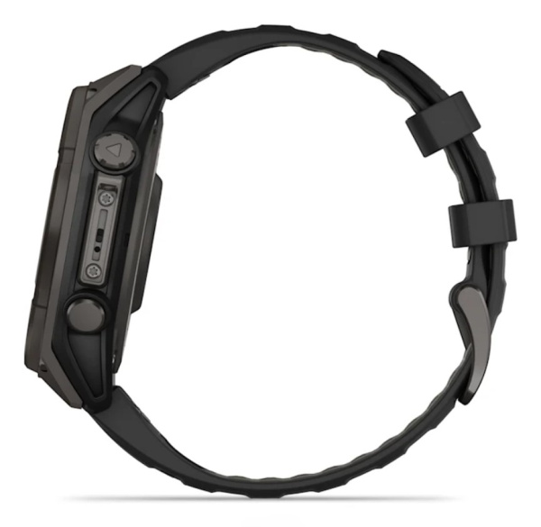 Garmin Fenix 8, 47 мм, Solar, Sapphire Carbon Gray DLC Titanium with Black/Pebble Gray силиконовый ремешок Garmin Fenix 8, 47 мм, Solar, Sapphire Carbon Gray DLC Titanium with Black/Pebble Gray силиконовый ремешок